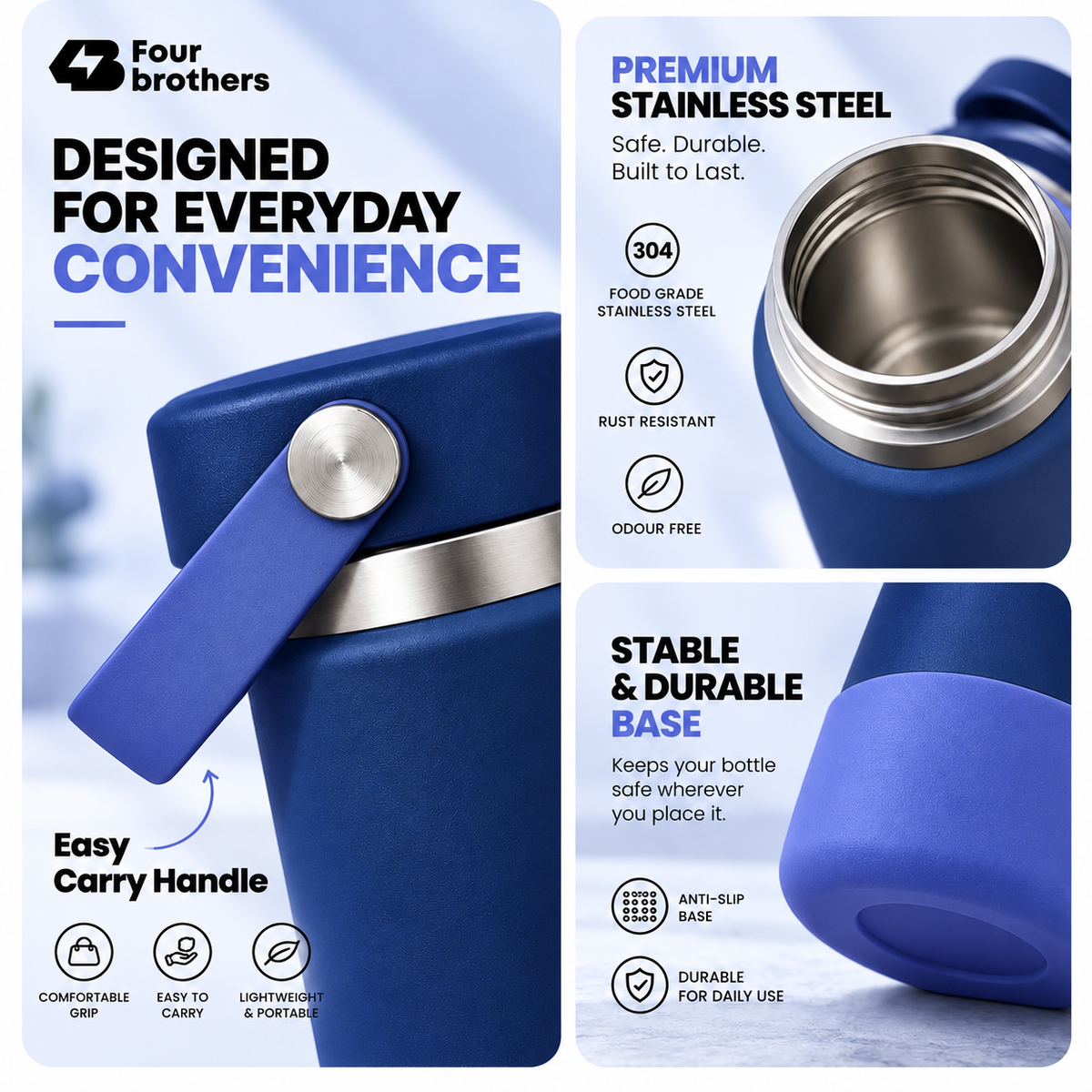 Wave Go Hot and Cold 304 Stainless Steel Wide Mouth Flask 380ml Four Brothers