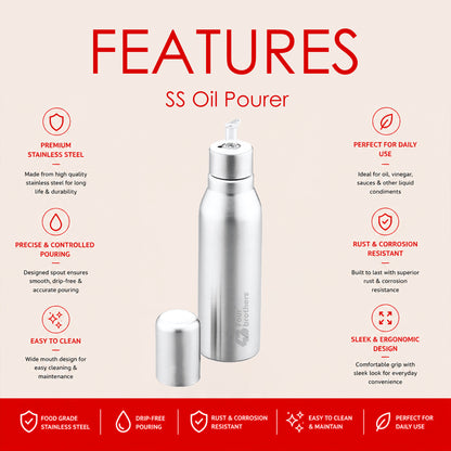 Oil Pourer Stainless Steel -Spill-Free, Hygienic & Durable Dispenser