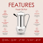Fossil Stainless Steel Oil Storage Pot – Spill-Proof, 500ml to 1L