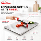 Royal Stainless Steel Cutting Board with Reversible Built-In Cutter | Four Brothers