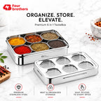 Prism Stainless Steel Spice & Dry Fruit Box, 6 in 1 | Four Brothers
