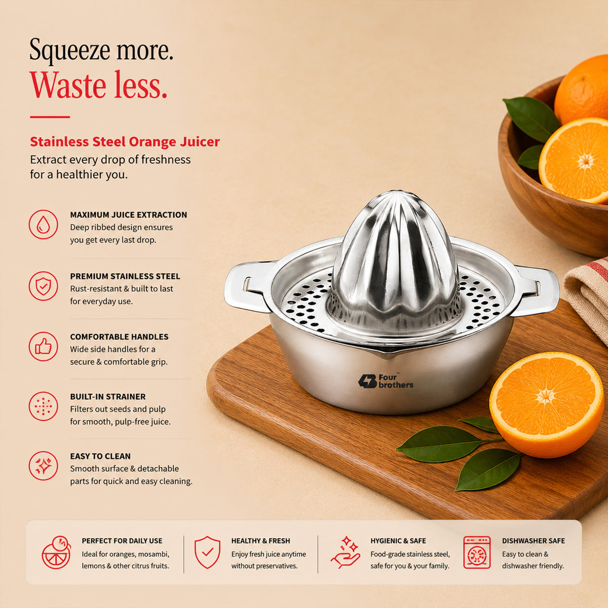 Four Brothers Stainless Steel Orange Juicer