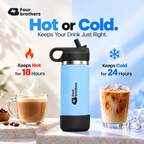 Wave Active Hot and Cold Stainless Steel Straw Bottle 600ml Four Brothers