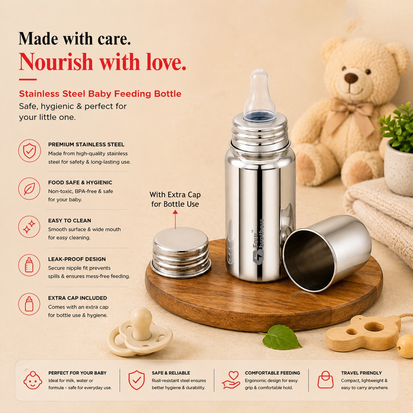Feeding Bottle for Baby Premium 304 Stainless Steel