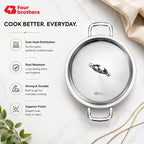 Triply Stainless Steel Kadai with Lid, Induction & Gas | Four Brothers