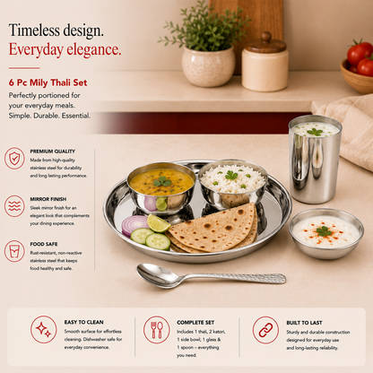 Mily Stainless Steel Thali Set – Regular Finish