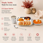 Square Thali Set 5 Piece Stainless Steel Four Brothers