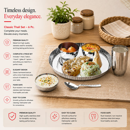 Classic Stainless Steel Thali Set – Regular Finish