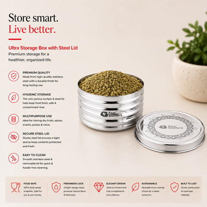 Ultra Storage Stainless Steel Box with Lid