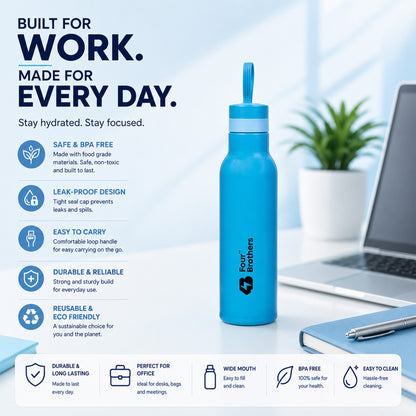Four Brothers Stainless Steel Water Bottle ( Pulse ) – Single Wall, Leakproof, Lightweight