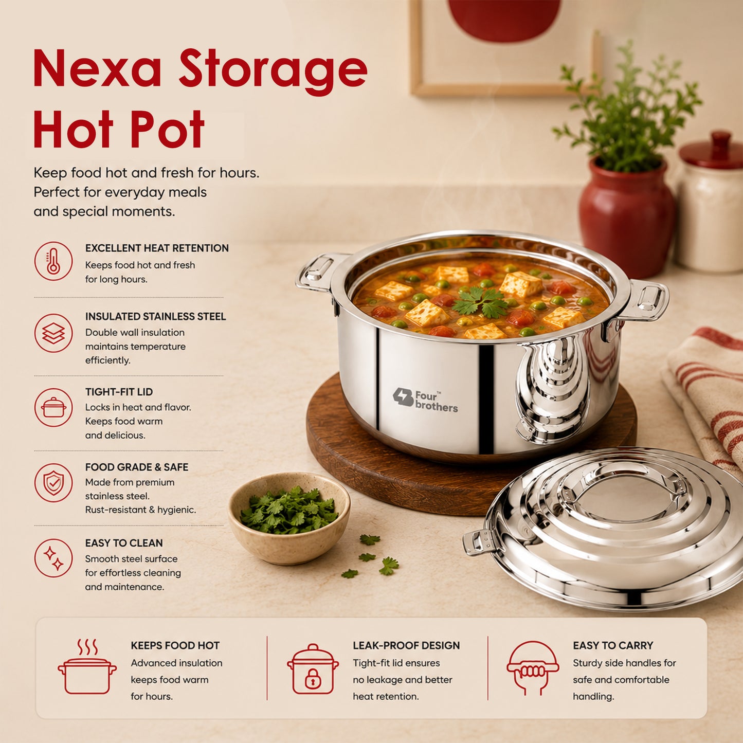 Nexa Hot Pot – Stainless Steel Casserole