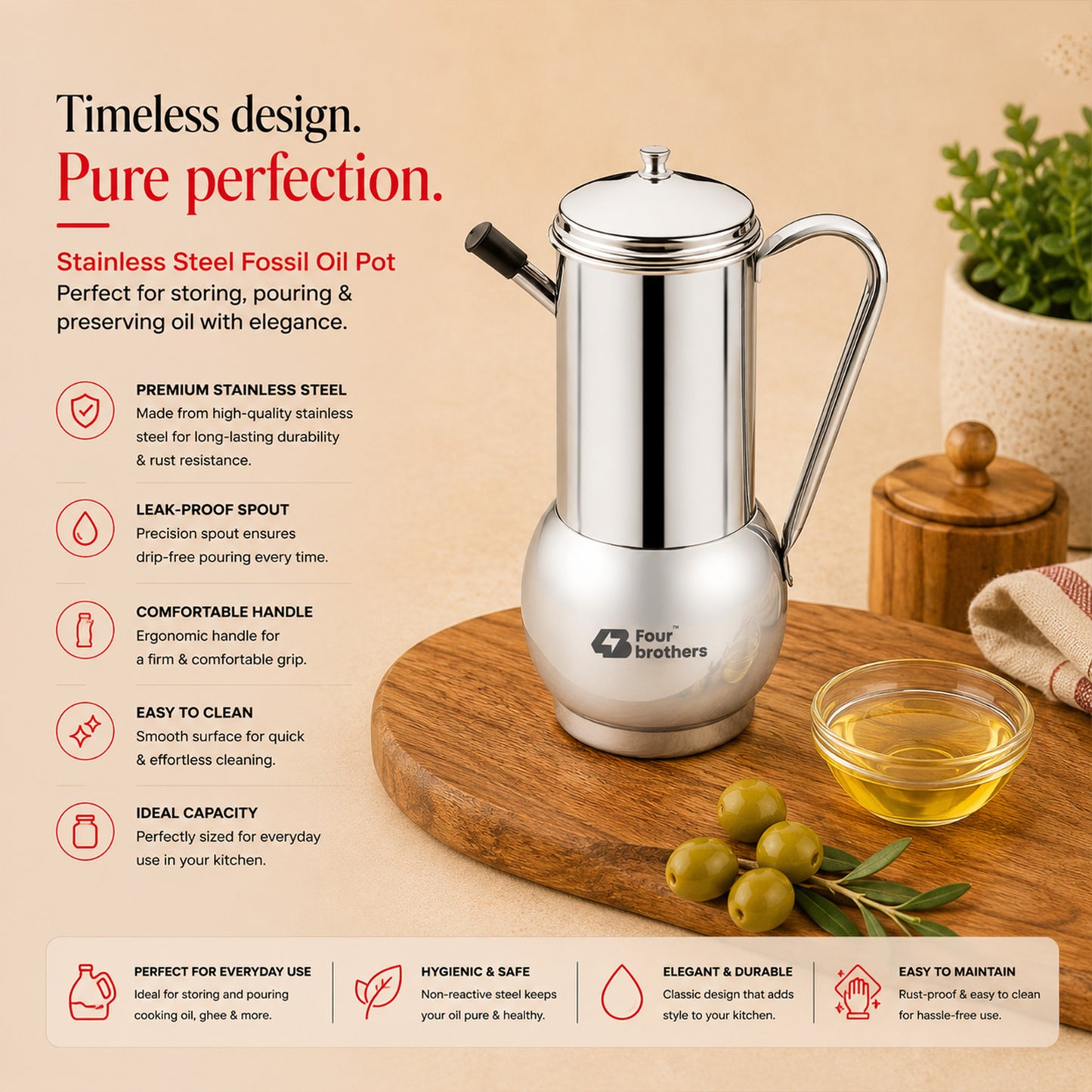 Fossil Oil Storage Pot Stainless Steel