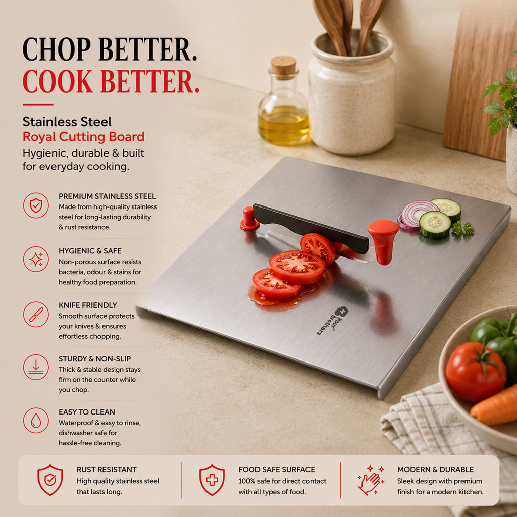 Royal Cutting/Chopping Board with Dual Blade – Premium Stainless Steel