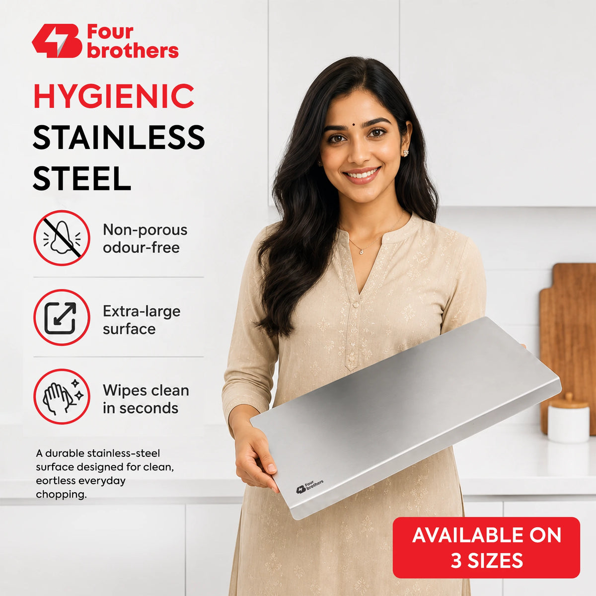 Stainless Steel Multipurpose Worktop Board | Cutting, Rolling & Kneading Platform