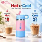 Wave Junior Leakproof Stainless Steel Kids Straw Bottle 380ml Four Brothers