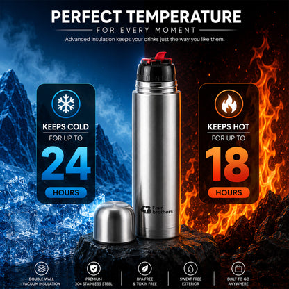 Hot and Cold Thermosteel Double Wall Inside 304 S.S Bullet Flask