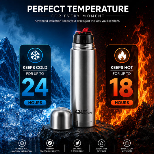 Hot and Cold Thermosteel Double Wall Inside 304 S.S Bullet Flask