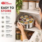 Orbit Stainless Steel Spice & Dry Fruit Box, 12 in 1 | Four Brothers