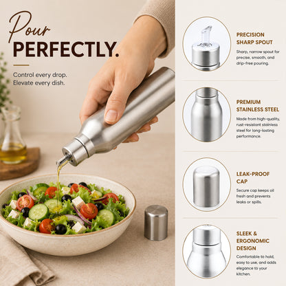 Oil Pourer Stainless Steel -Spill-Free, Hygienic & Durable Dispenser
