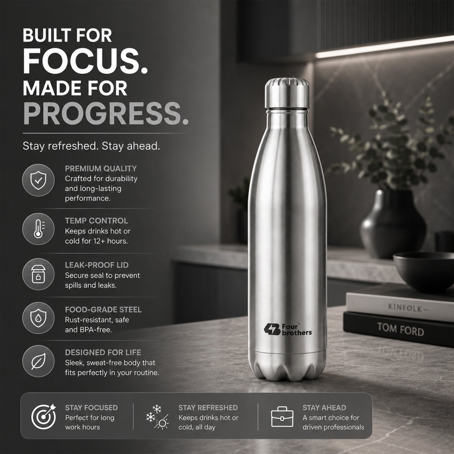 Hot & Cold Water Bottle ( Cola ) - Double Wall Flask – 304-grade stainless steel