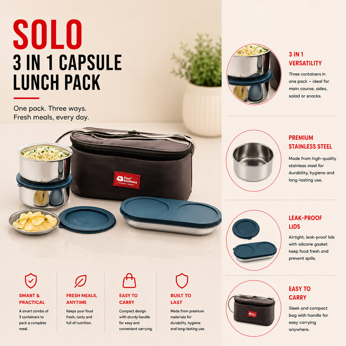 Solo Lunch Pack, Double Wall (3 in 1) | Four Brothers
