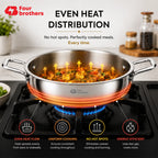 Triply Stainless Steel Kadai with Lid, Induction & Gas | Four Brothers