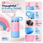 Wave Junior Leakproof Stainless Steel Kids Straw Bottle 380ml Four Brothers