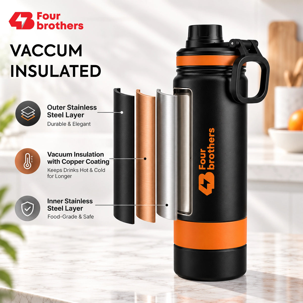Ranger Flask Insulated Stainless Steel Water Bottle Hot and Cold | Four Brothers