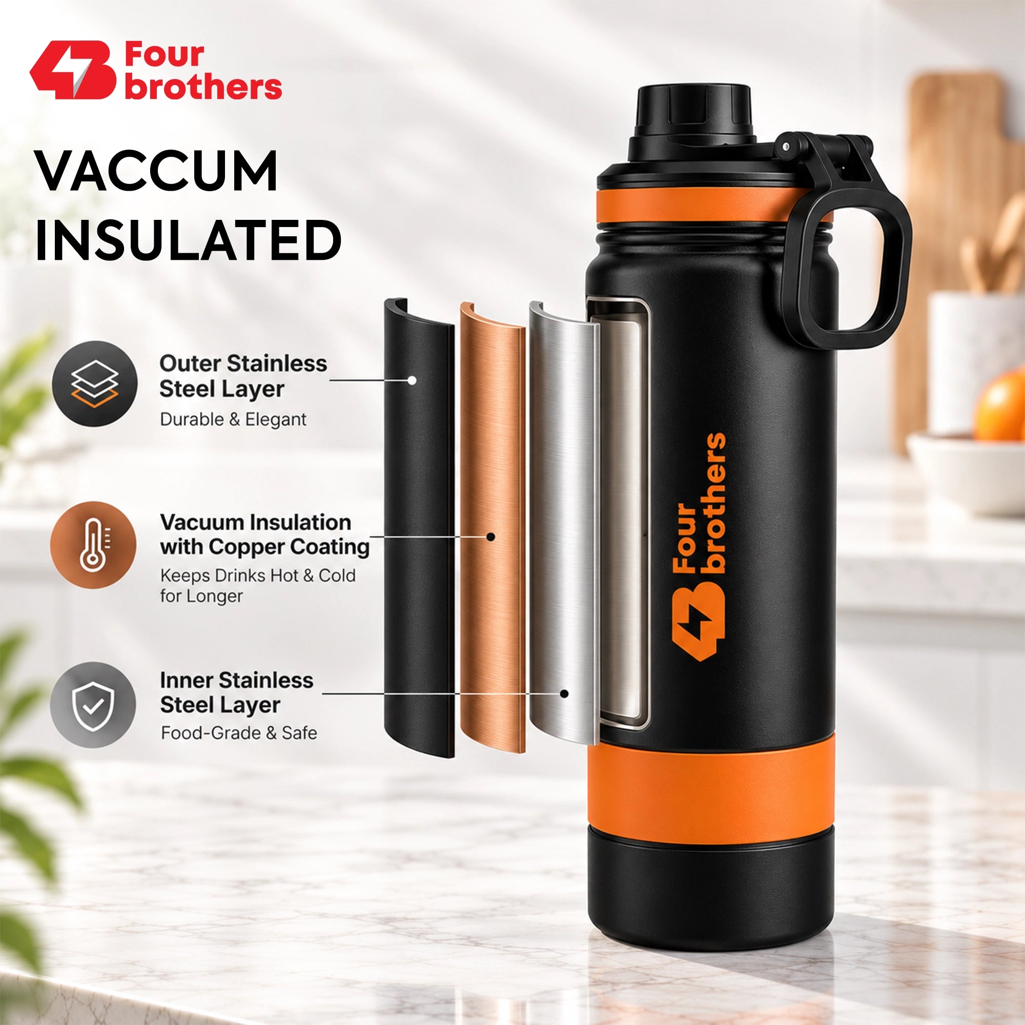 Ranger Flask Insulated Stainless Steel Water Bottle Hot and Cold | Four Brothers