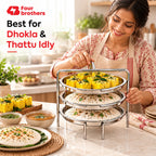 Dhokla Stand, Thattu Idly Stand Stainless Steel Steamer Plate | Four Brothers