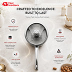 Stainless Steel Triply Saucepan with Toughened Glass Lid | Four Brothers
