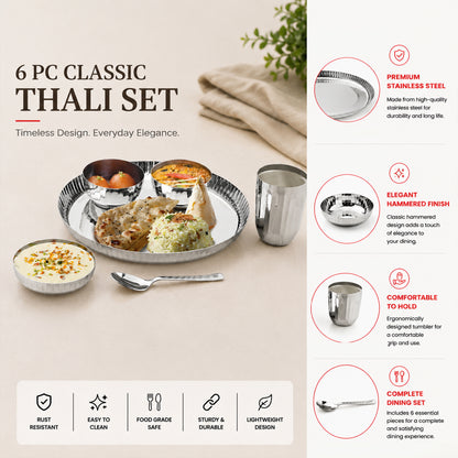 Classic Stainless Steel Thali Set – Regular Finish