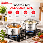 Stainless Steel Kadai with Glass Lid, 2 Pc Set (1.2Litres)