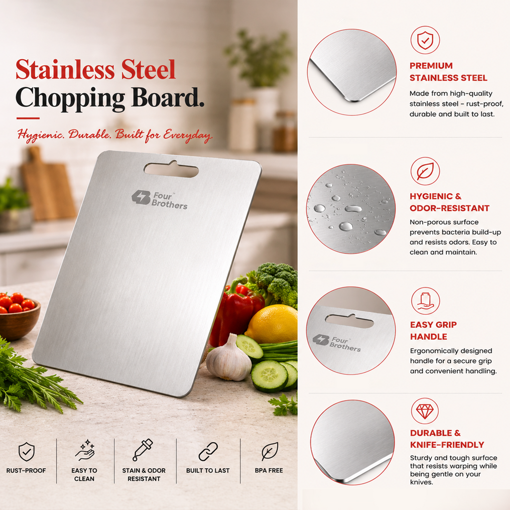 Royal Steel Chopping Board – Heavy Duty, 100% Food Grade Stainless Steel