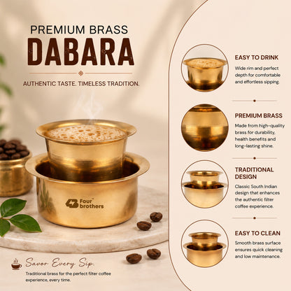 Traditional Pure Brass Coffee Dabra Set — Brew Kaapi The Authentic Way