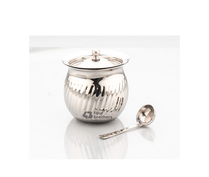 Rotary Stainless Steel Ghee Pot with Spoon