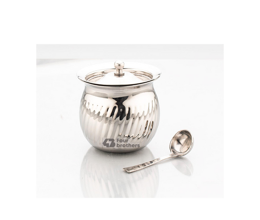 Rotary Stainless Steel Ghee Pot with Spoon