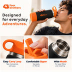 Wave Active Hot and Cold Stainless Steel Straw Bottle 600ml Four Brothers