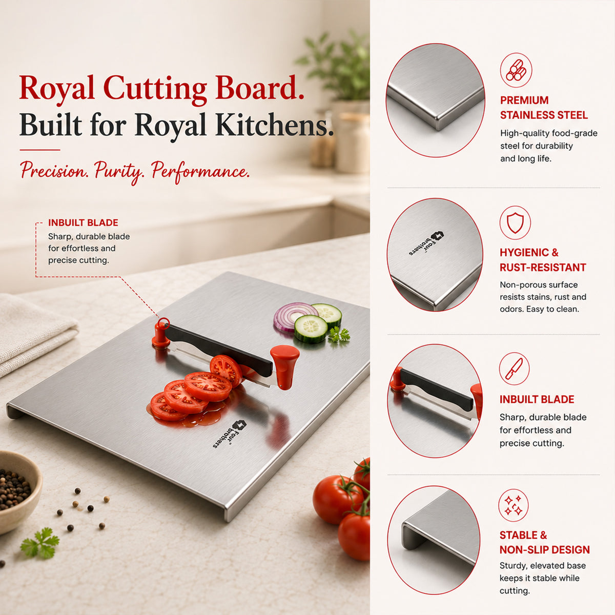 Royal Cutting/Chopping Board with Dual Blade – Premium Stainless Steel