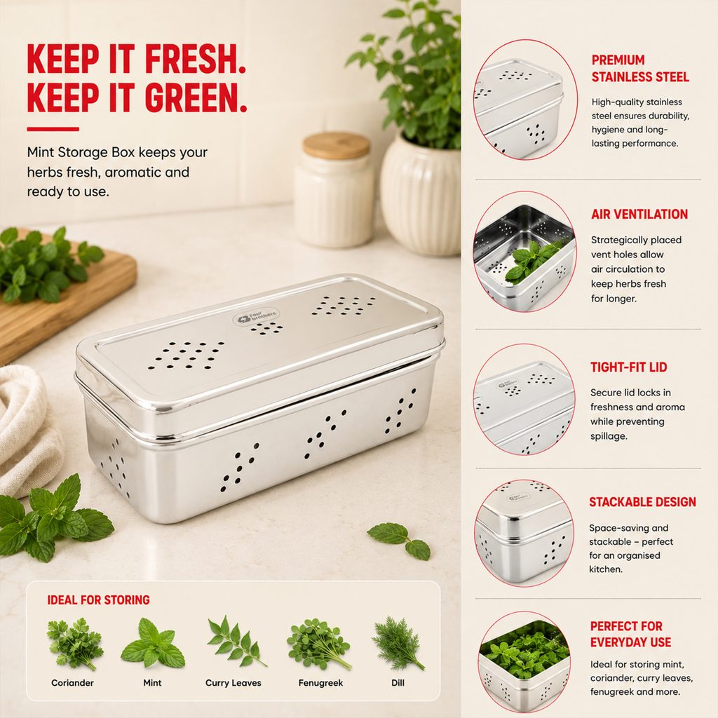 S.S Rectangle Air-Ventilation Fridge Storage Box – Large Sizes