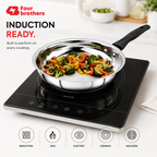 Premium Stainless Steel Frypan, Mirror Polish Finish | Four Brothers
