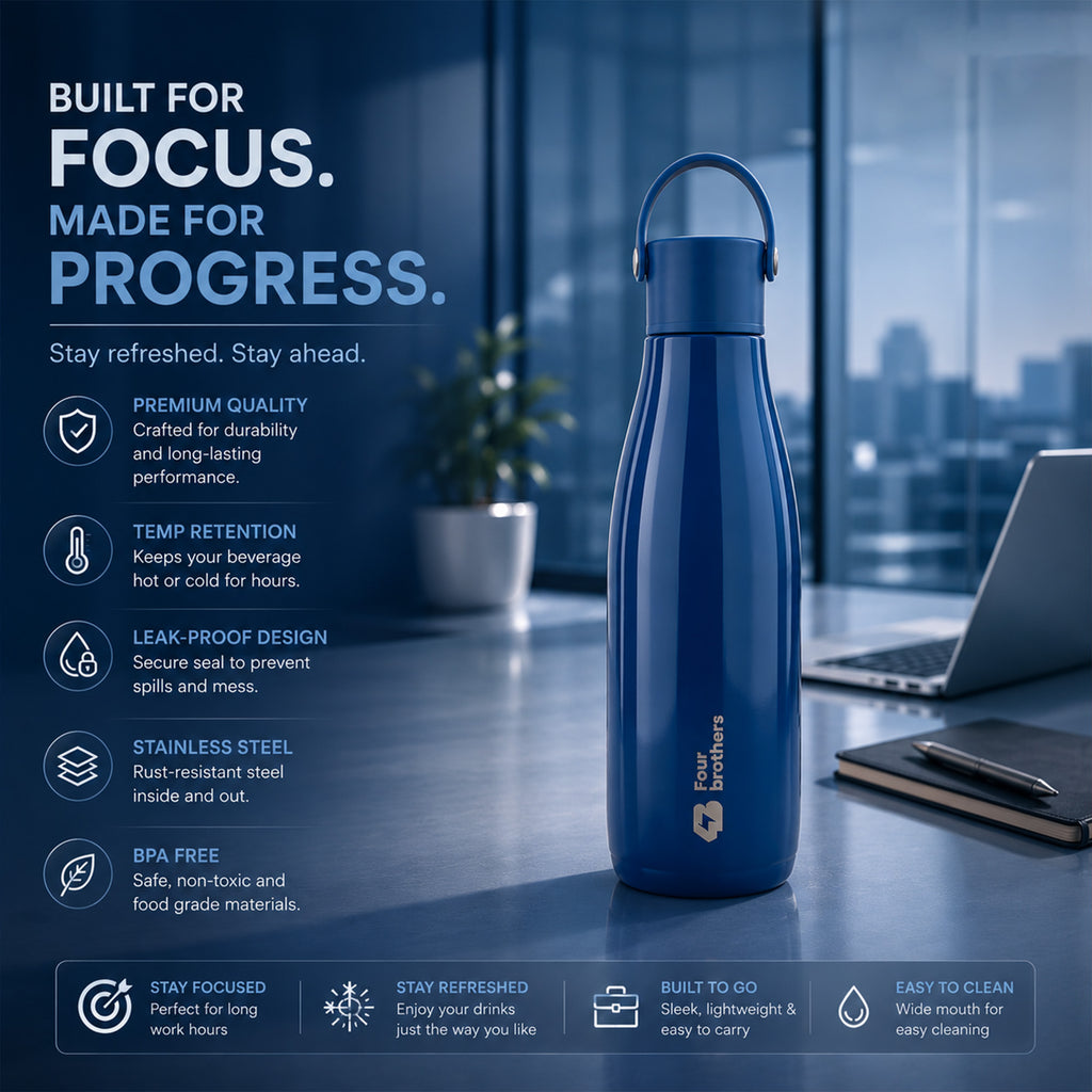 Four Brothers Insulated Water Bottle ( Rolex ) – 18Hr Hot & 24Hr Cold Stainless Steel Flask (Leakproof)
