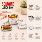 Stainless Steel Square Lunch Box Double Decker | Four Brothers