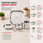 Square Thali Set 5 Piece Stainless Steel Four Brothers