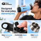 Wave Active Hot and Cold Stainless Steel Straw Bottle 600ml Four Brothers