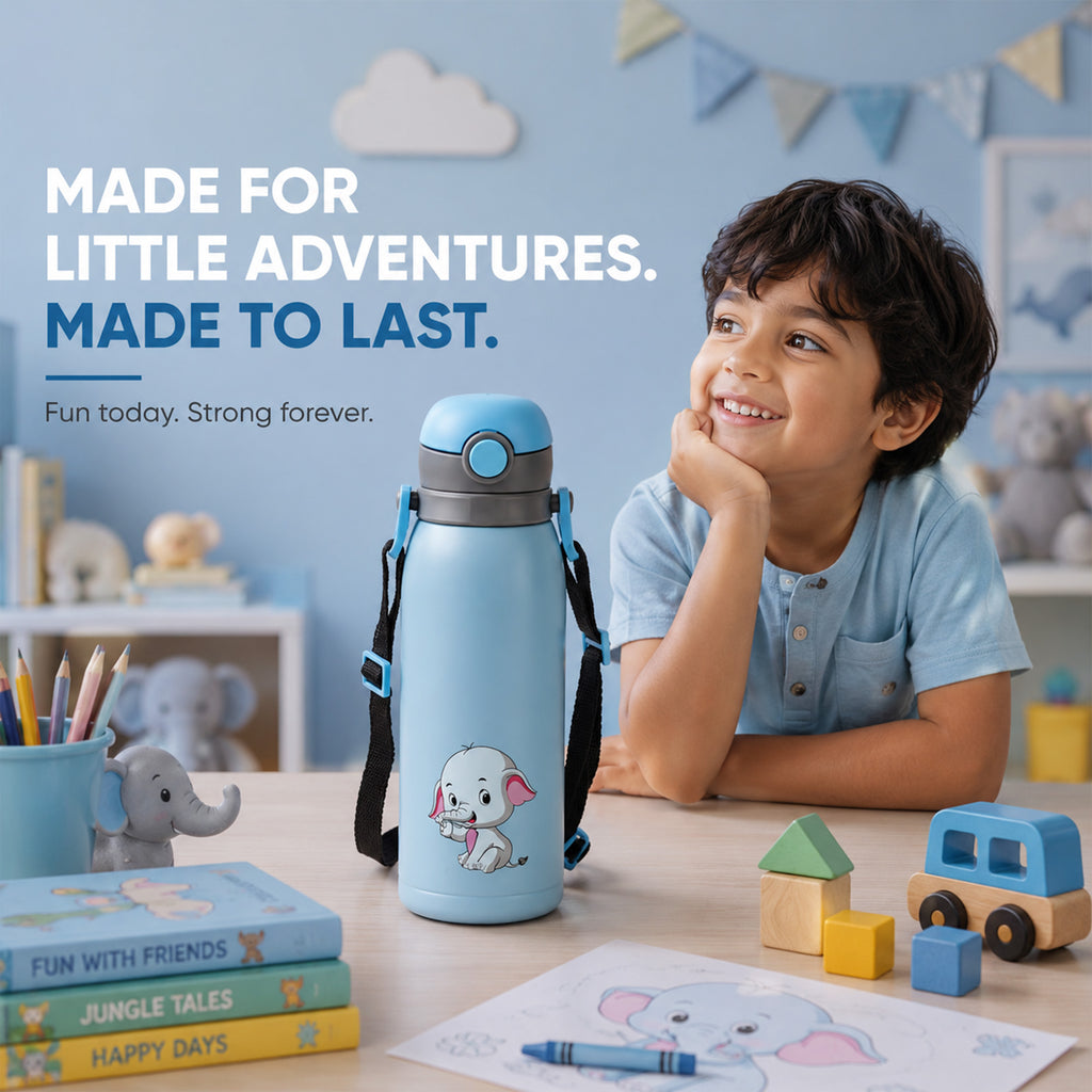 Four Brothers Kids Insulated Sipper Bottle - 750ml - 18Hr Hot & 24Hr Cold, Leakproof with Straw