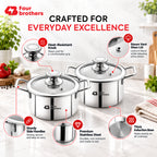 Stainless Steel Kadai with Glass Lid, 2 Pc Set (1.2Litres)