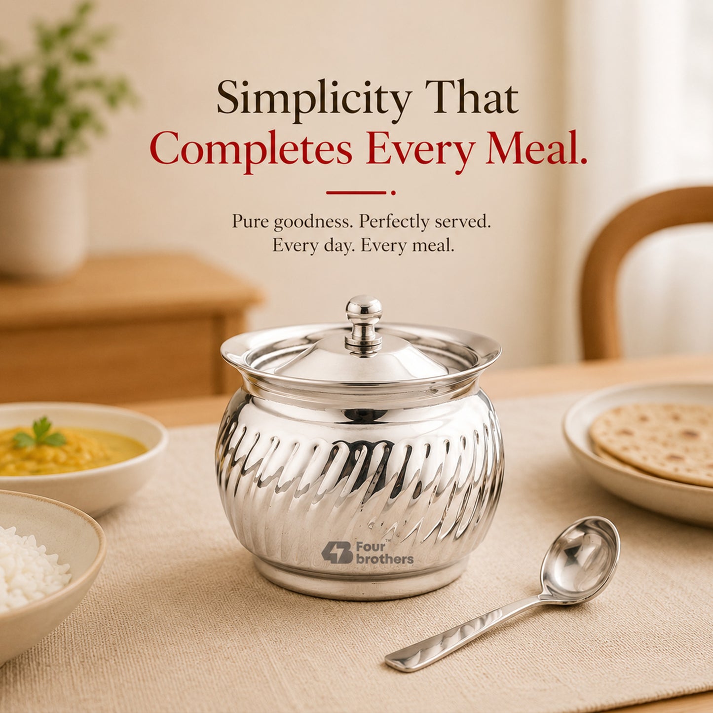 Thunder Stainless Steel Ghee/Oil Pot with Spoon