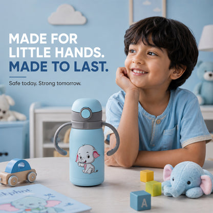Four Brothers Kids Insulated Sipper Bottle - 300ml  – 18Hr Hot & 24Hr Cold, Leakproof with  Straw