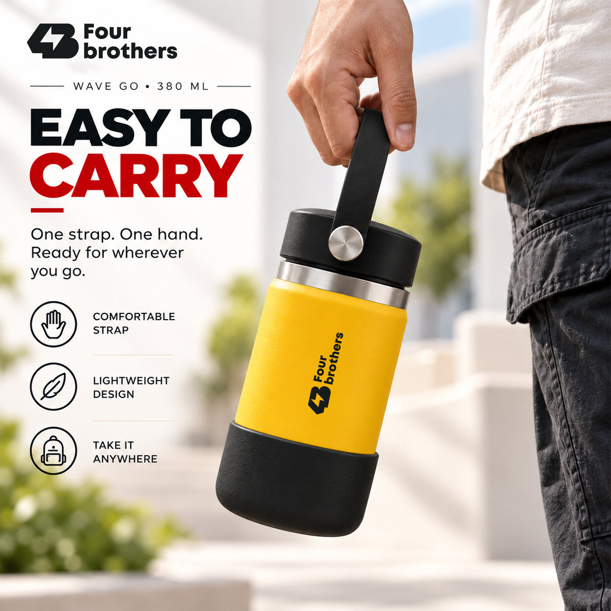 Wave Go Hot and Cold 304 Stainless Steel Wide Mouth Flask 380ml Four Brothers